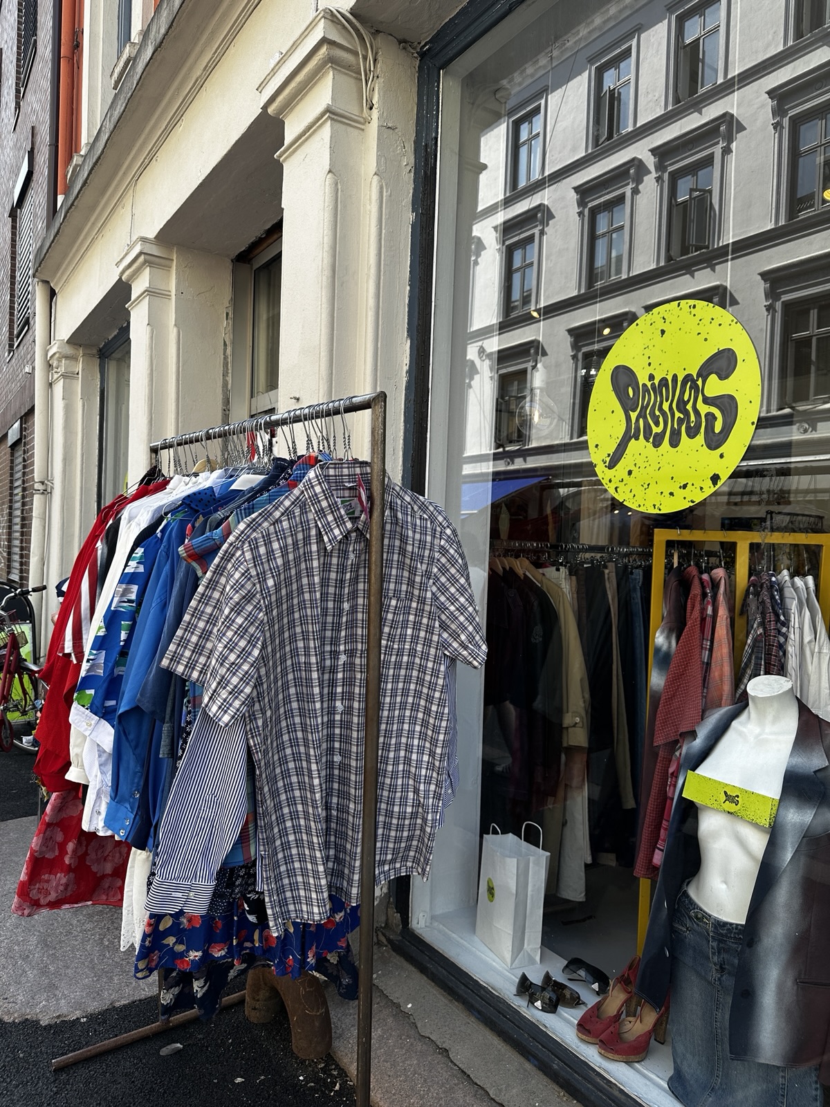 Vintage racks outside, sales season in full swing